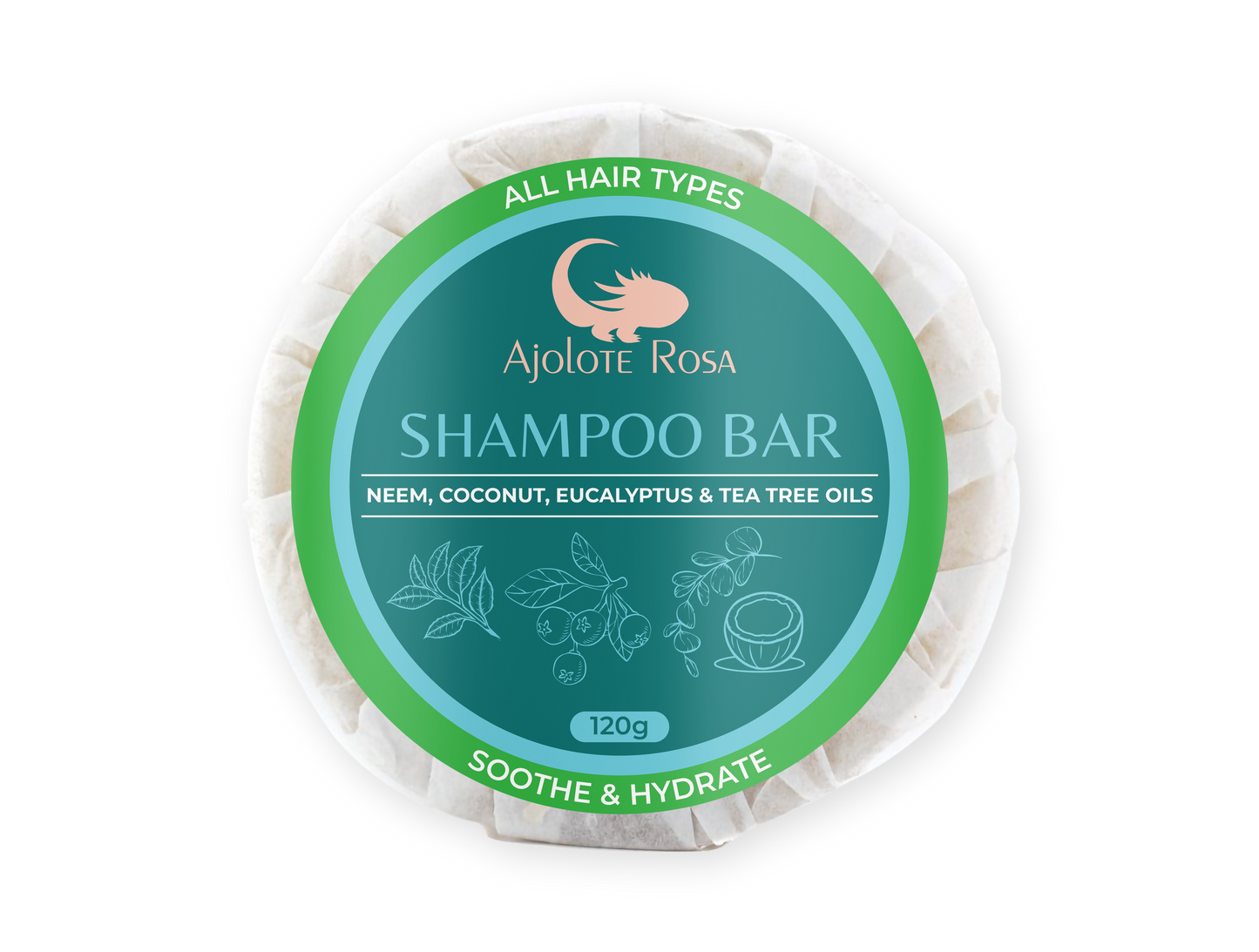 Shampoo Bar with neem, coconut, eucalyptus & tea tree oils 20g, 60g & 120g