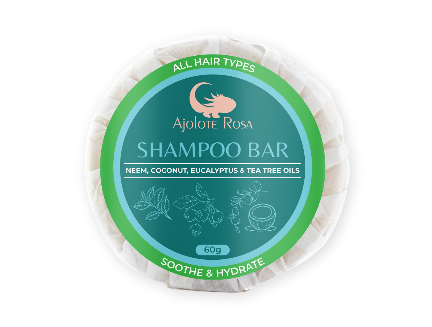 Shampoo Bar with neem, coconut, eucalyptus & tea tree oils 20g, 60g & 120g